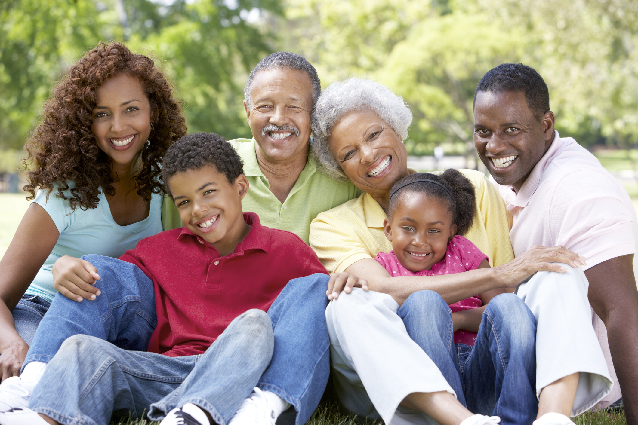 Portrait Of Extended Family Group In Park
